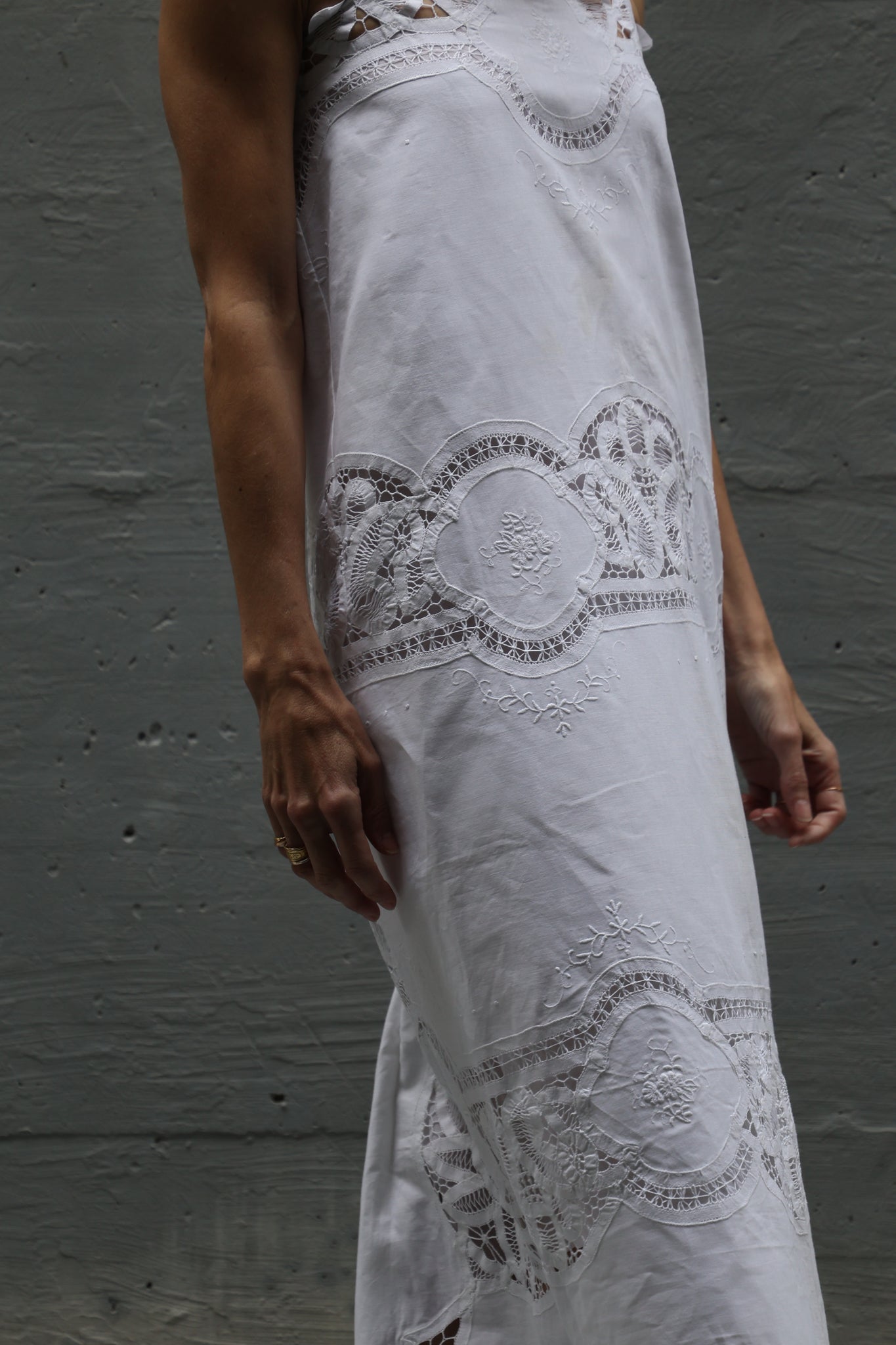 embroidery midi dress