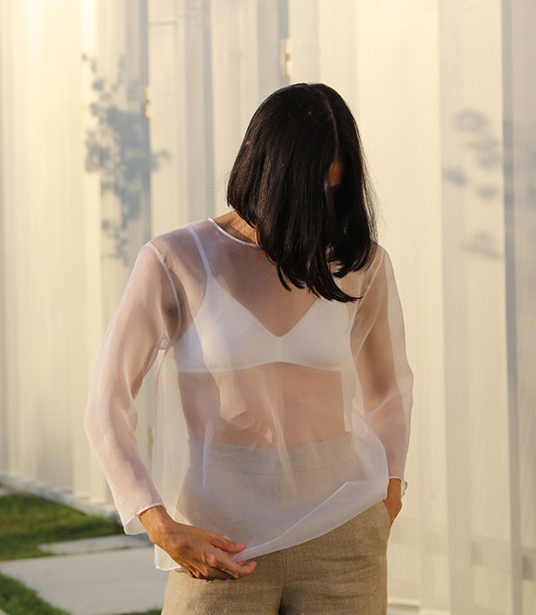 silk organza long sleeve shirt