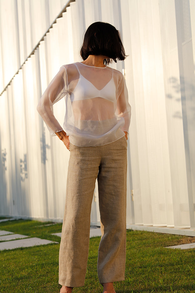 silk organza long sleeve shirt
