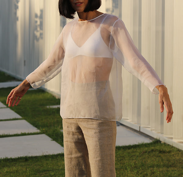 silk organza long sleeve shirt
