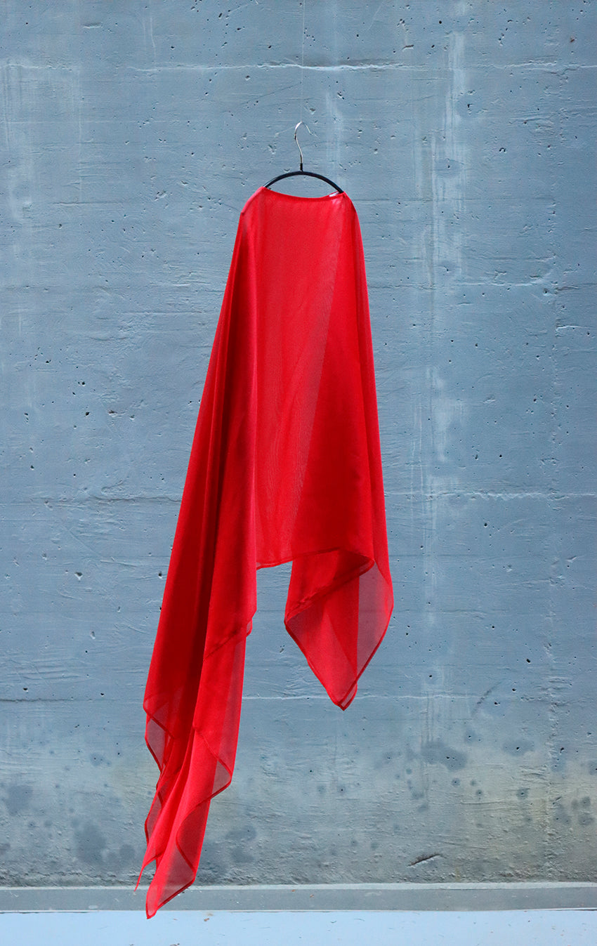 square silk light cape - RED