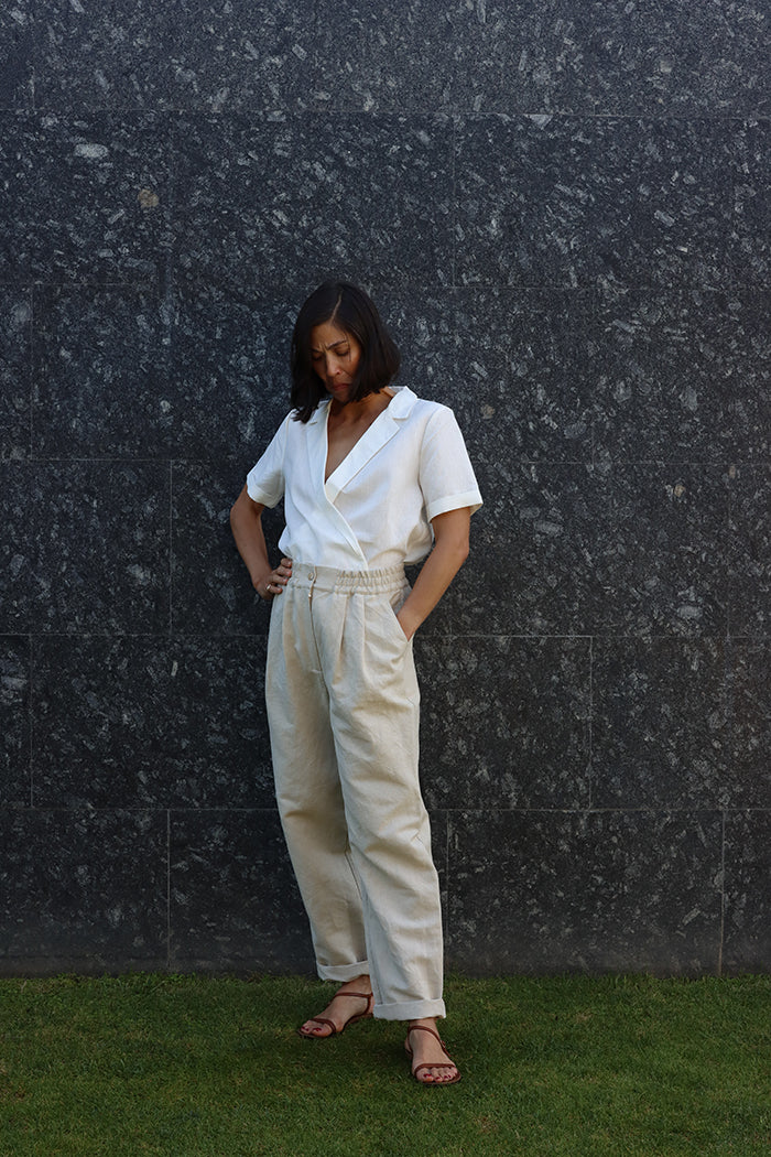 natural linen trousers