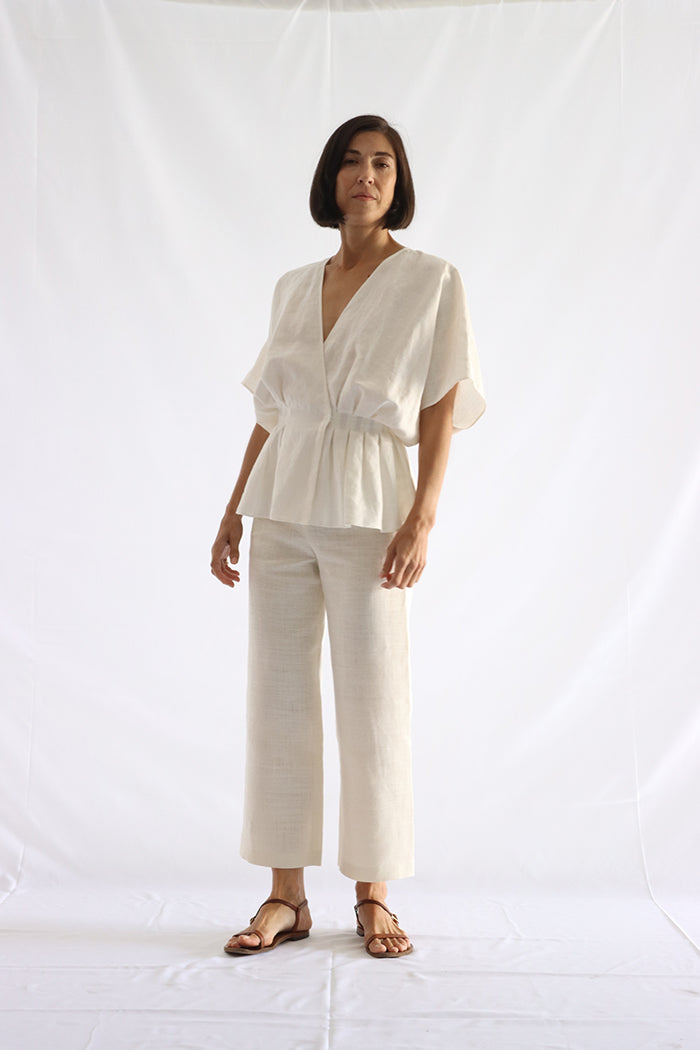 gathered linen shirt