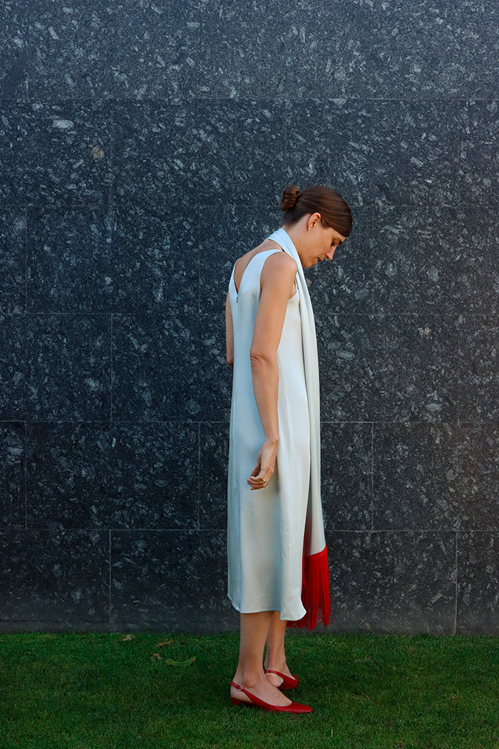 fringed scarf dress