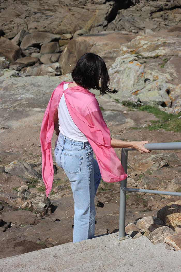 trapezio silk light cape - PINK