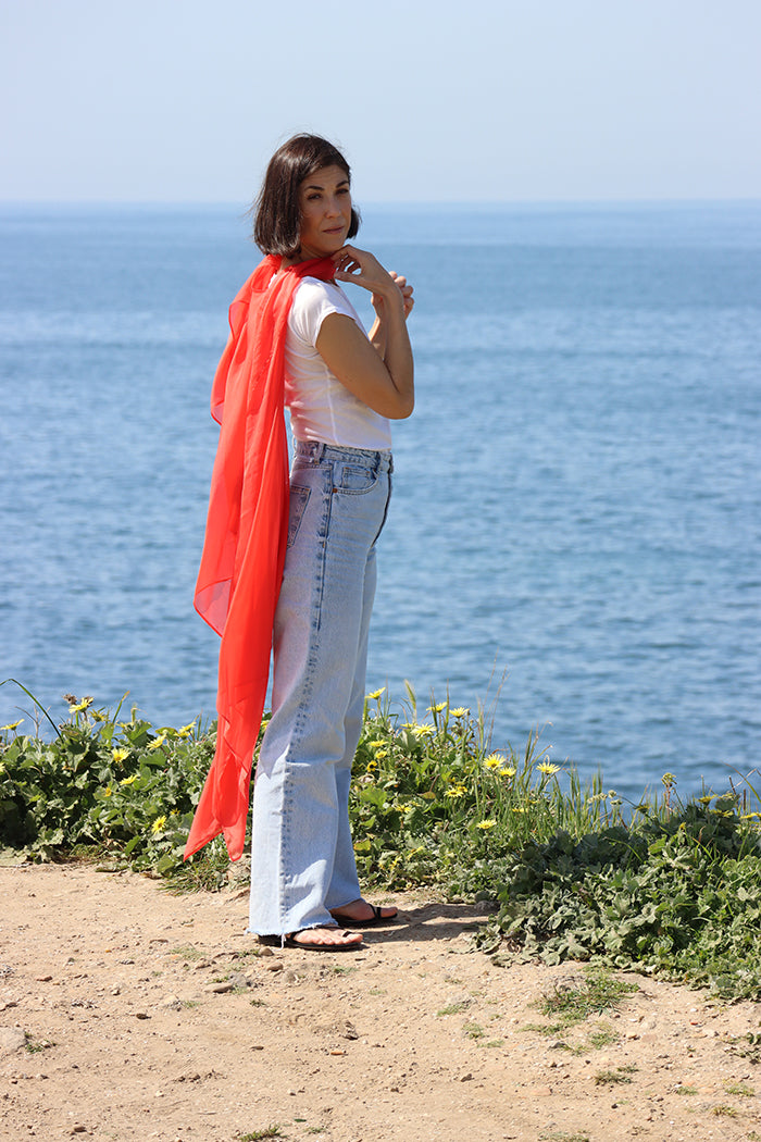 square silk light cape - GERANIO