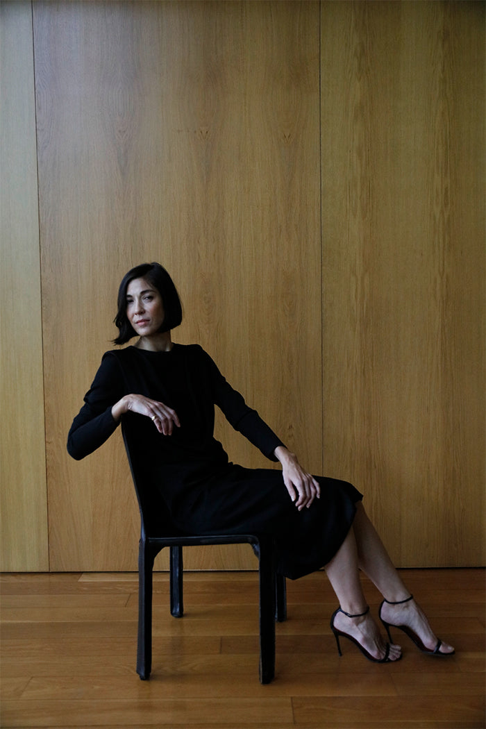 long sleeve bias front dress