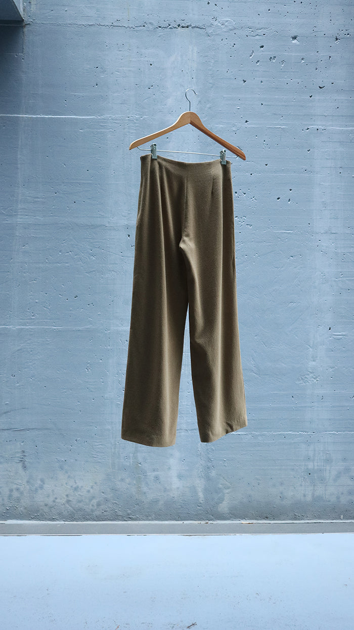 straight wool pants - camel