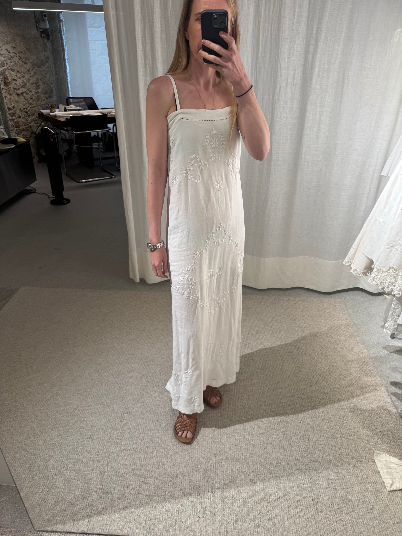 embroidered antique linen dress on atlas embroidered antique linen dress on atlas