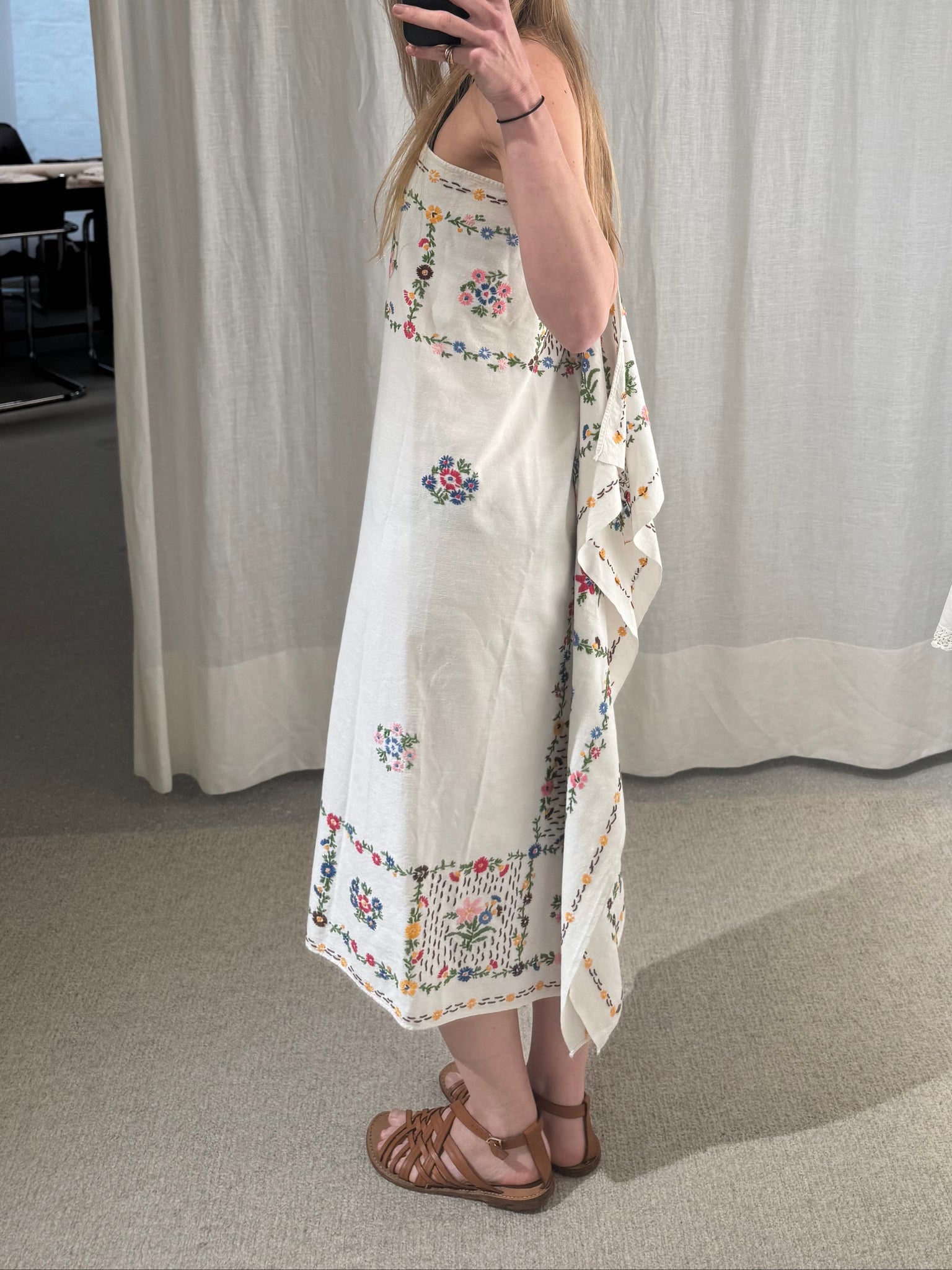 antique linen embroidered dress