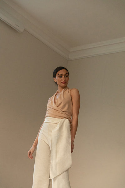 crossed knit top