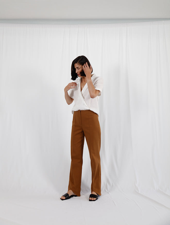 camel straight pants