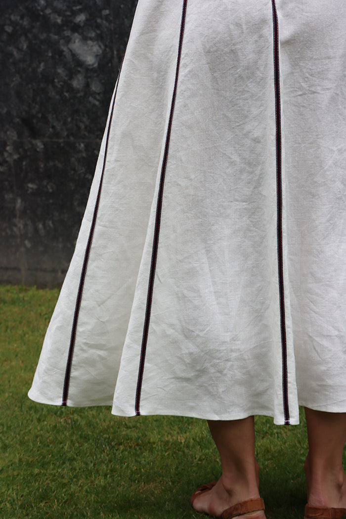 high waisted linen midi skirt