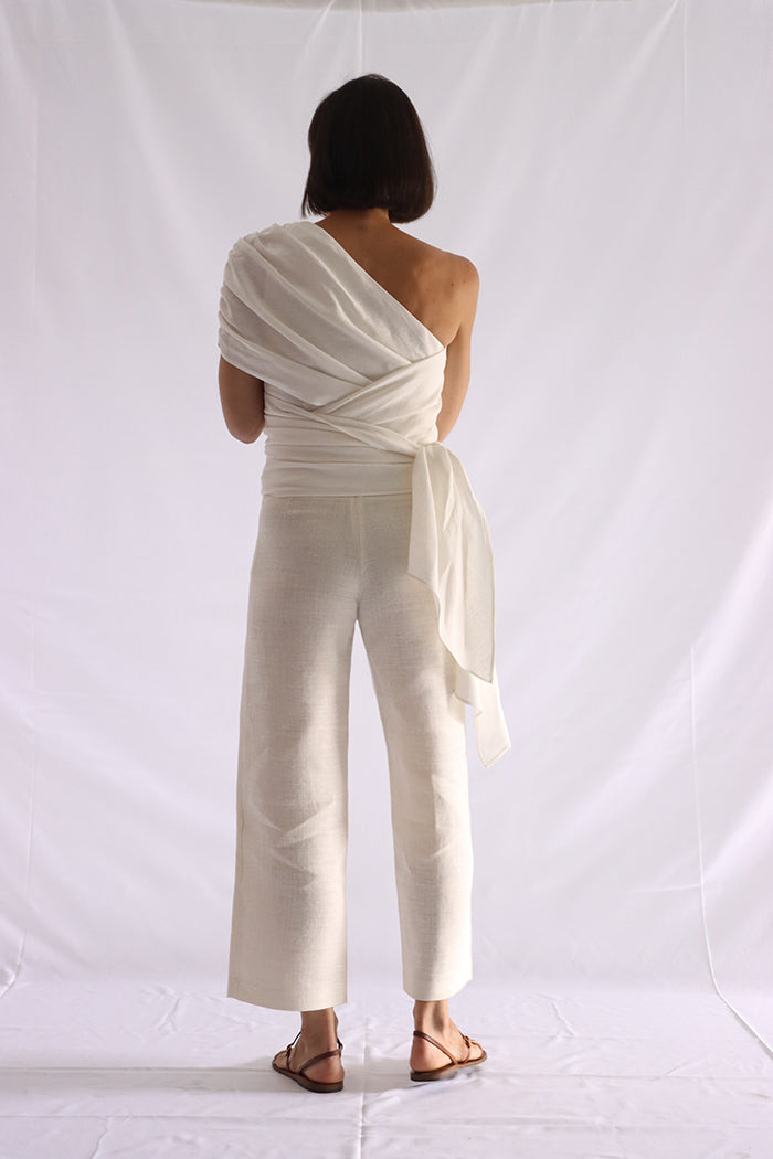 straight linen trousers