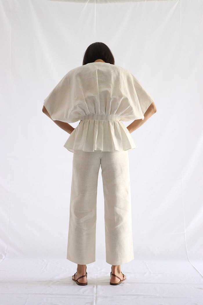 gathered linen shirt