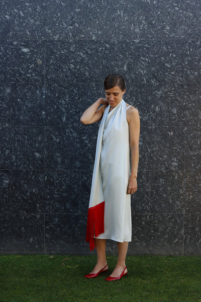 fringed scarf dress
