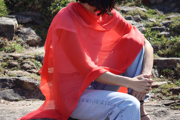 trapezio silk light cape - GERANIO