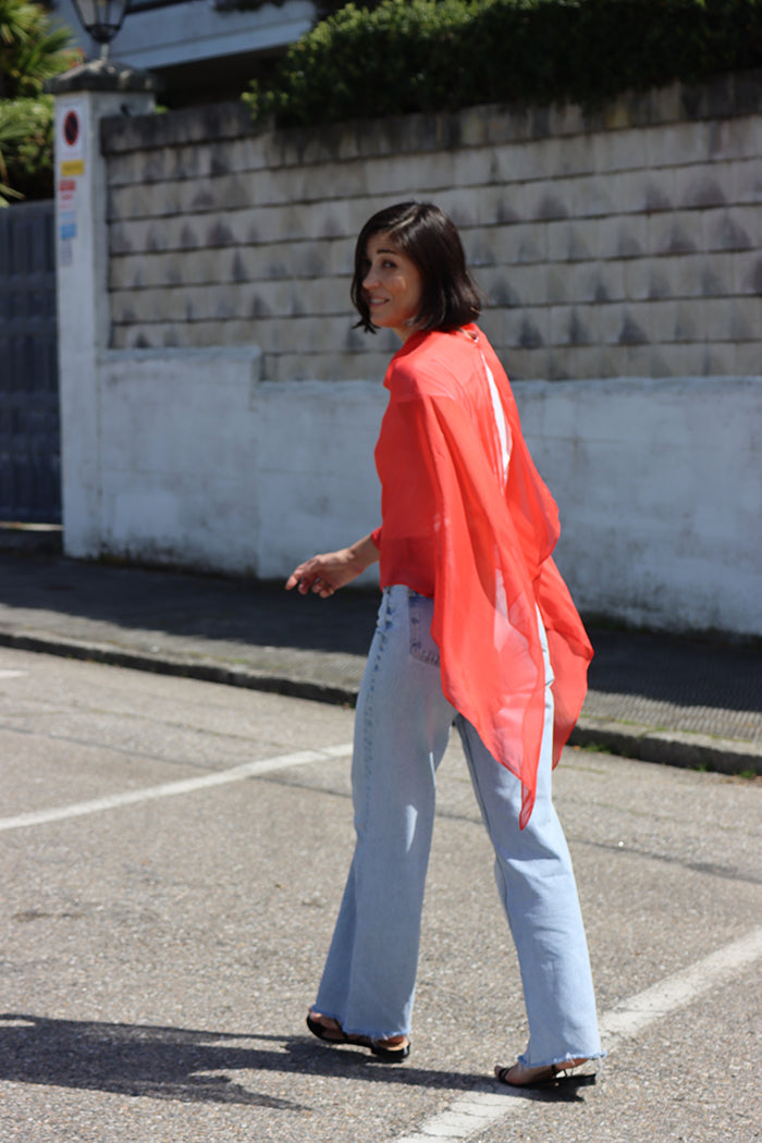 trapezio silk light cape - GERANIO