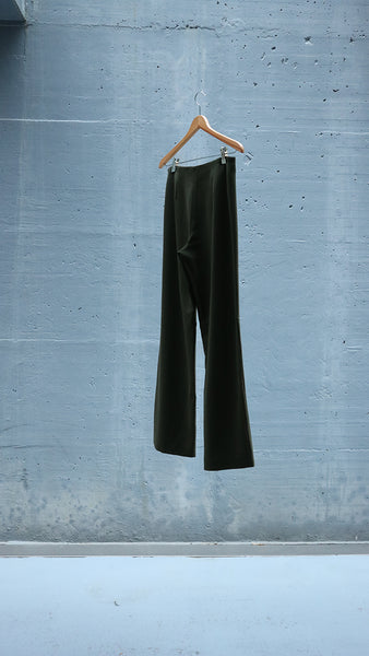straight wool pants - green