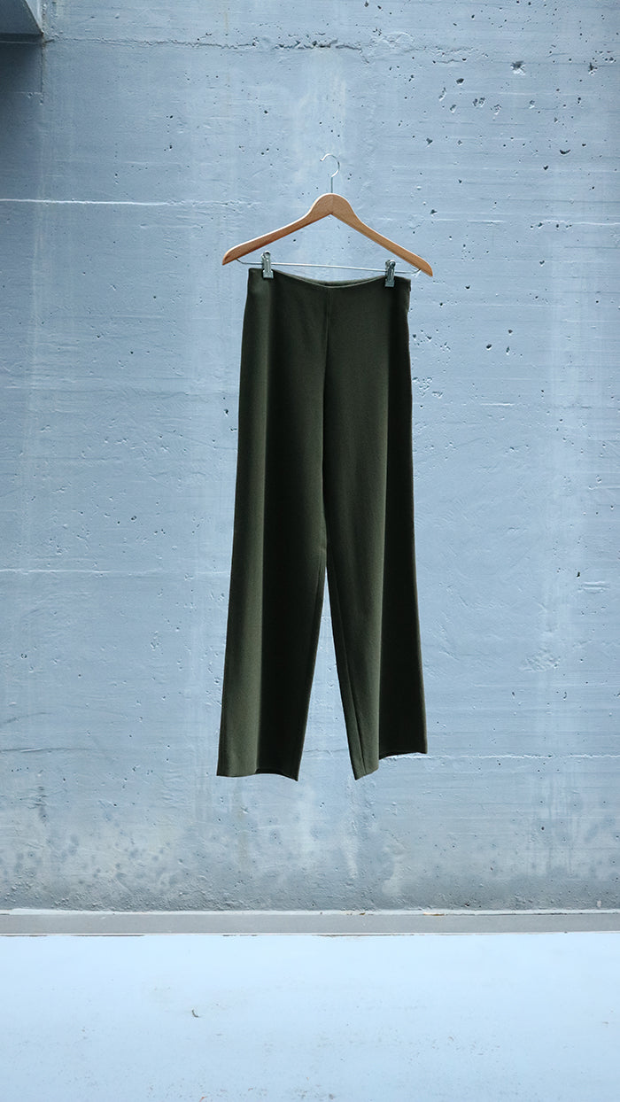 straight wool pants - green