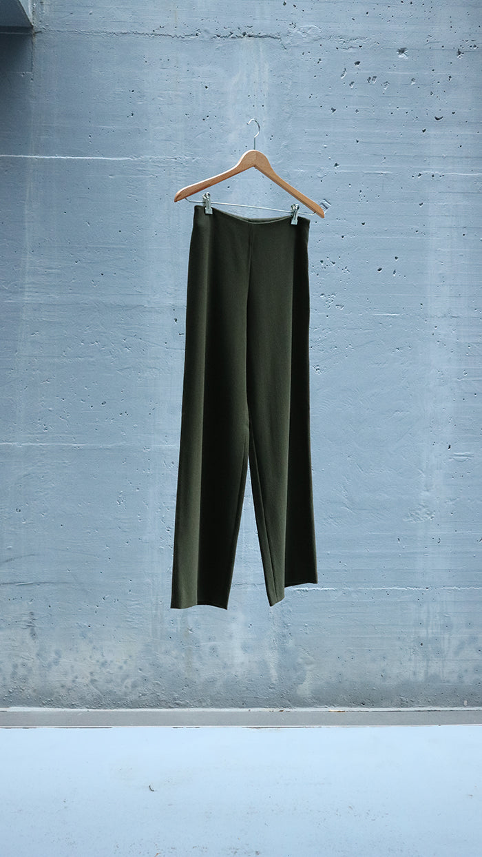 straight wool pants - green