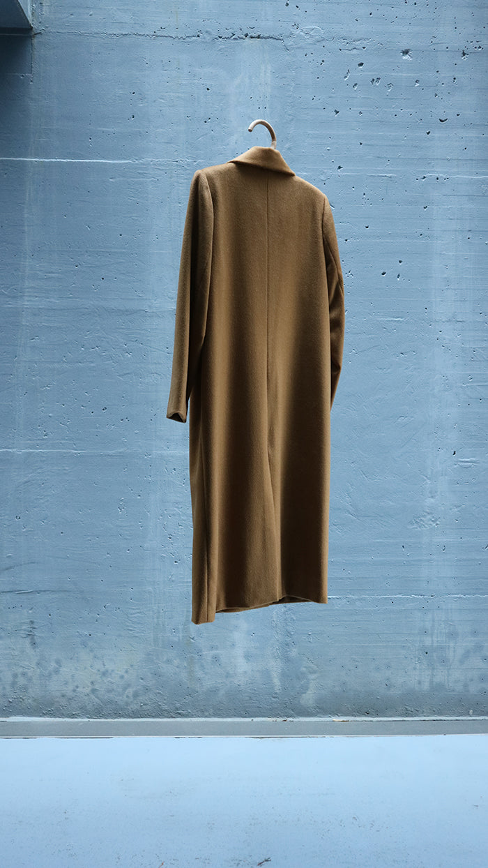 camel masculine double breasted coat