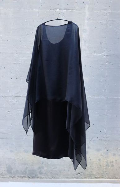 silk dress with cape